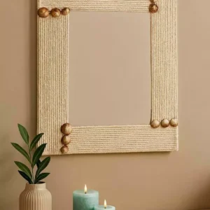 handcrafted natural rope wall mirror – minimalist boho design