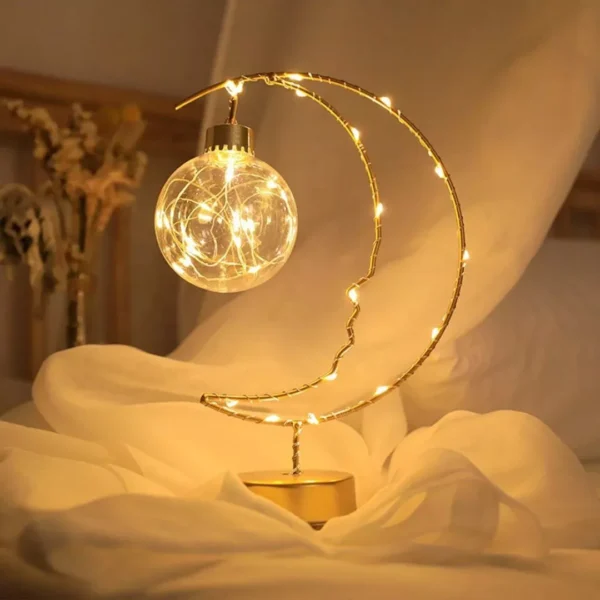 luxury-crescent-ramadan-lantern-with-hanging-illuminated-glass-sphere-2 (2) Luxury Crescent Ramadan Lantern with Hanging Illuminated Glass Sphere - الصورة 2