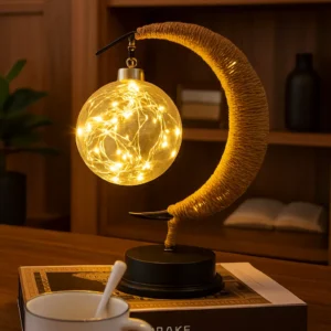 Luxury Crescent-Shaped Ramadan Lantern with Illuminated Star Sphere