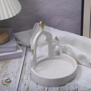 Luxury Date Server with Arched Design & Golden Crescents Size 22cm