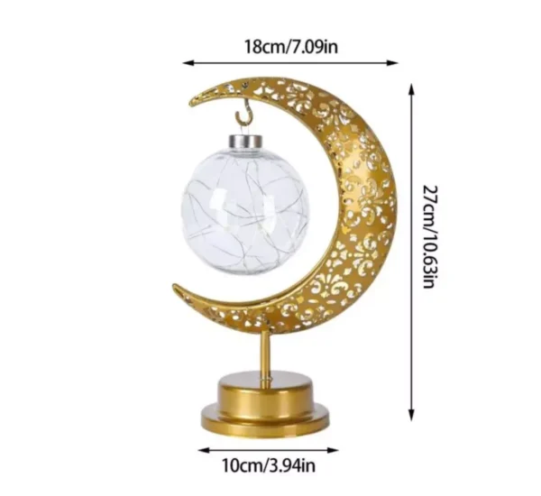 luxury-ornate-crescent-ramadan-lantern-with-illuminated-glass-sphere-4 Luxury Ornate Crescent Ramadan Lantern with Illuminated Glass Sphere - الصورة 4