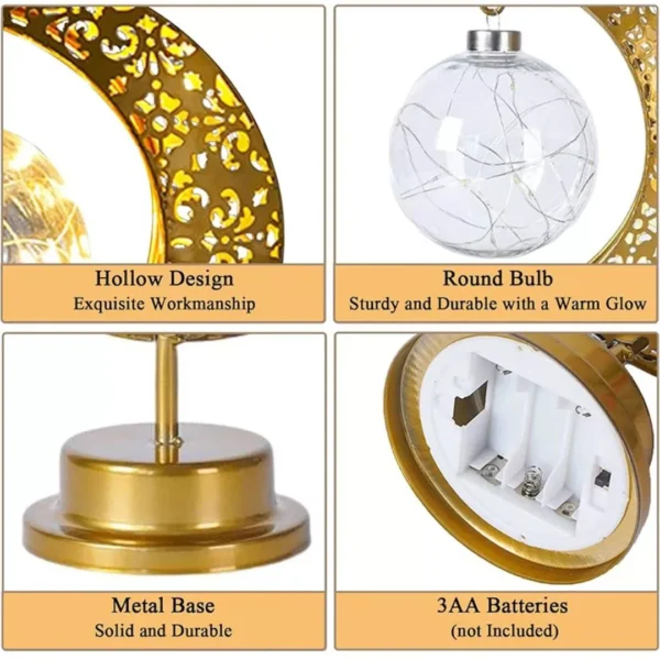 luxury-ornate-crescent-ramadan-lantern-with-illuminated-glass-sphere-5 Luxury Ornate Crescent Ramadan Lantern with Illuminated Glass Sphere - الصورة 5