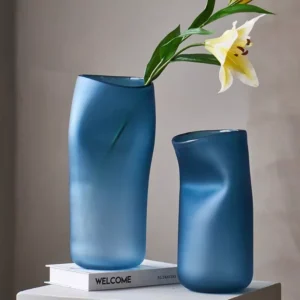 matte blue glass vases – organic artistic design for modern décor