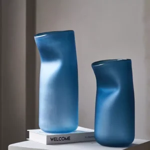 matte blue glass vases – organic artistic design for modern décor