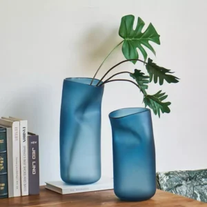 matte blue glass vases – organic artistic design for modern décor
