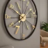 Modern Decorative Wall Clock Open Face Design With Gold Mixed Numerals And Black Frame 01 100x100