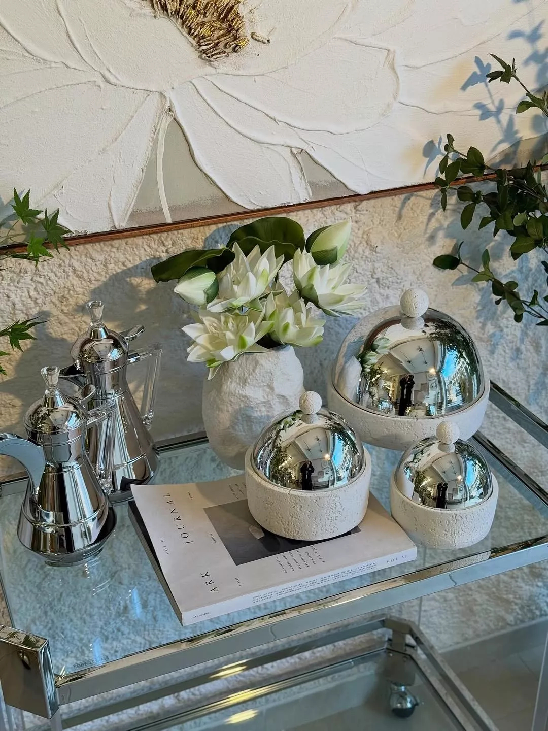 luxury hospitality set with shiny metal lid – 3 pcs