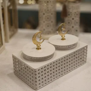 elegant ramadan bonbonniere & date dish with crescent and star design size 13×42 cm