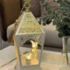 illuminated crescent lantern – white & gold ramadan décor