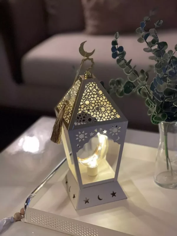 illuminated crescent lantern – white & gold ramadan décor illuminated crescent lantern – white & gold ramadan décor
