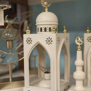 illuminated ramadan lantern – battery operated mosque design with crescent & star