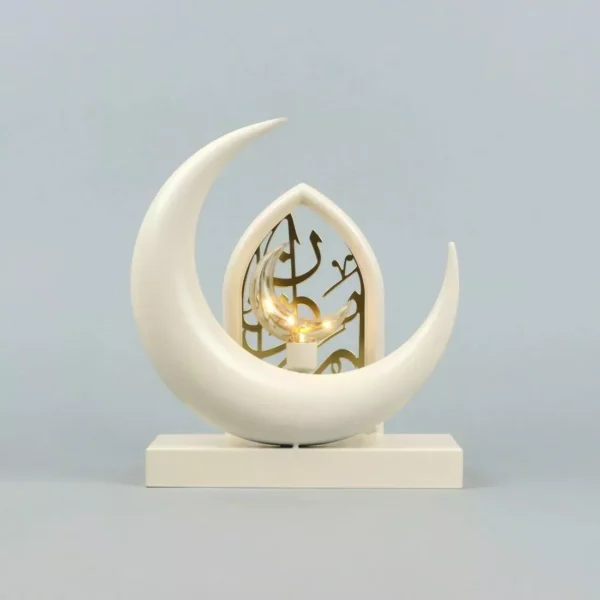islamic crescent lamp with elegant base and arabic calligraphy islamic crescent lamp with elegant base and arabic calligraphy
