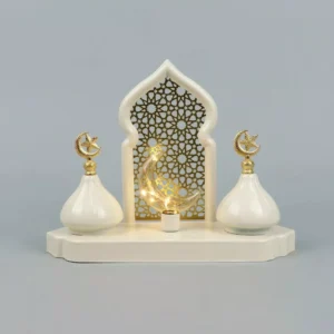 luxurious ramadan decor with elegant islamic design – golden metal with stylish base