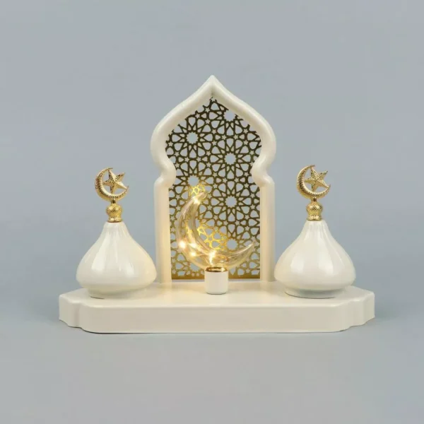 luxurious ramadan decor with elegant islamic design – golden metal with stylish base luxurious ramadan decor with elegant islamic design – golden metal with stylish base