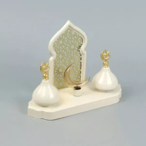 luxurious ramadan decor with elegant islamic design – golden metal with stylish base