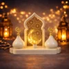luxurious ramadan decor with elegant islamic design – golden metal with stylish base