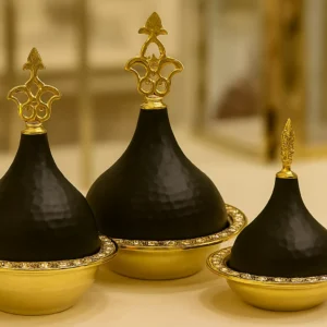 luxury black & gold hammered metal serving set – 3 sizes