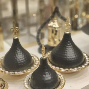 luxury black & gold hammered metal serving set – 3 sizes