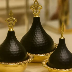 luxury black & gold hammered metal serving set – 3 sizes