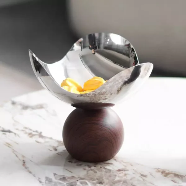 luxury decorative bowl – modern metal & wood design luxury decorative bowl – modern metal & wood design
