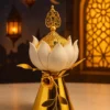 luxury lotus shaped incense holder – gold base, ornate lid, elegant artistic design