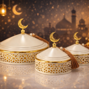 luxury ramadan dates serving set with elegant islamic design