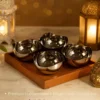 luxury stainless steel bowl set – walnut wood tray 4 and 6 bowls