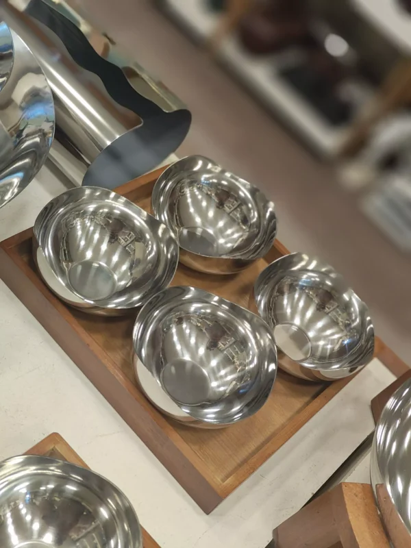 luxury stainless steel bowl set – walnut wood tray 4 and 6 bowls luxury stainless steel bowl set – walnut wood tray 4 and 6 bowls