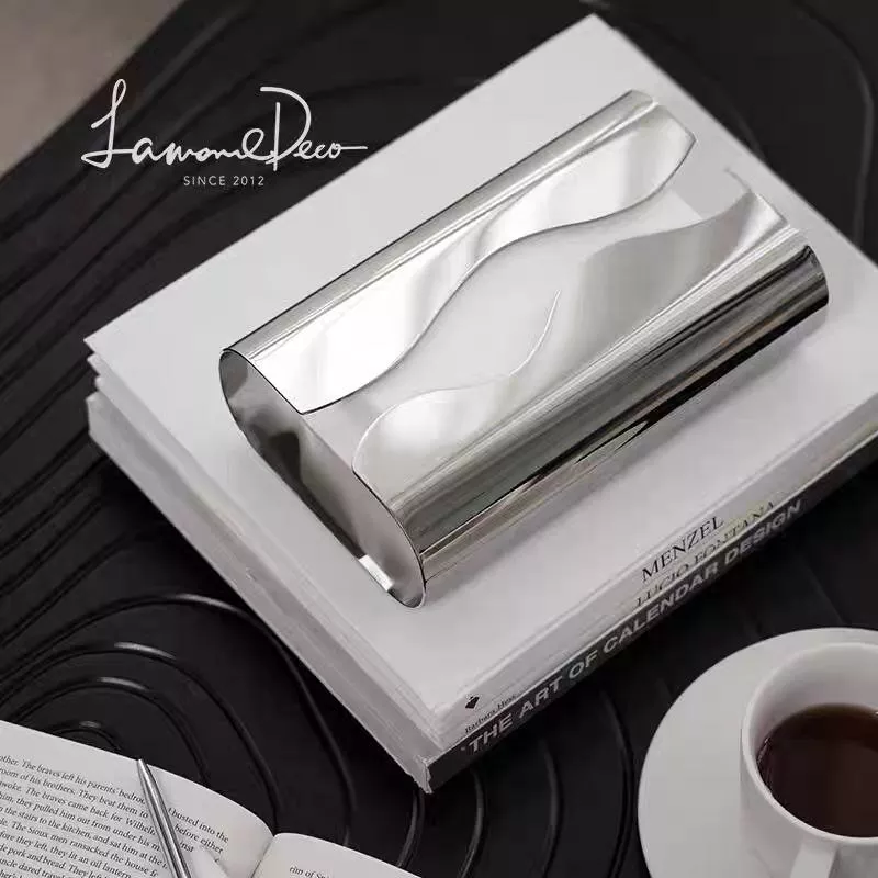 luxury stainless steel tissue box – curl design