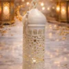 metal ramadan lantern with warm led light – elegant crescent & star design