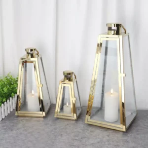 premium 3 piece ramadan lantern set with elegant pyramid design for islamic decor