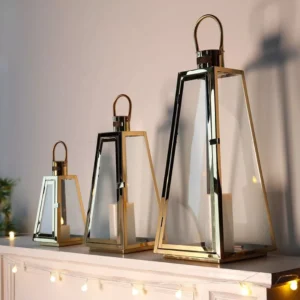 premium 3 piece ramadan lantern set with elegant pyramid design for islamic decor