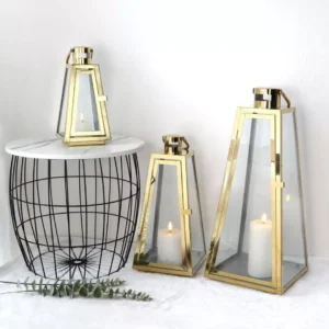 premium 3 piece ramadan lantern set with elegant pyramid design for islamic decor