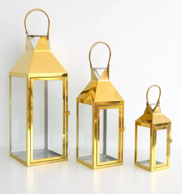 premium 3 piece rectangular glass ramadan lantern set with golden frame premium 3 piece rectangular glass ramadan lantern set with golden frame