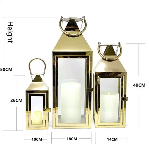 premium 3 piece rectangular glass ramadan lantern set with golden frame premium 3 piece rectangular glass ramadan lantern set with golden frame
