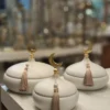 premium islamic metal serving set – 3 piece with crescent moon & ornate dome design