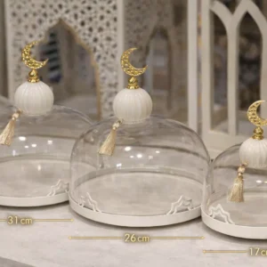 ramadan glass cloche set – 3 pieces display width: 31, 26, 17 cm
