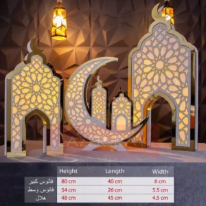 wood & acrylic lantern set – 3 sizes, built in lighting, individual power plug for each piece