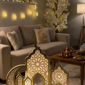 wood & acrylic lantern set – 3 sizes, built in lighting, individual power plug for each piece