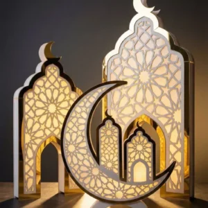 wood & acrylic lantern set – 3 sizes, built in lighting, individual power plug for each piece