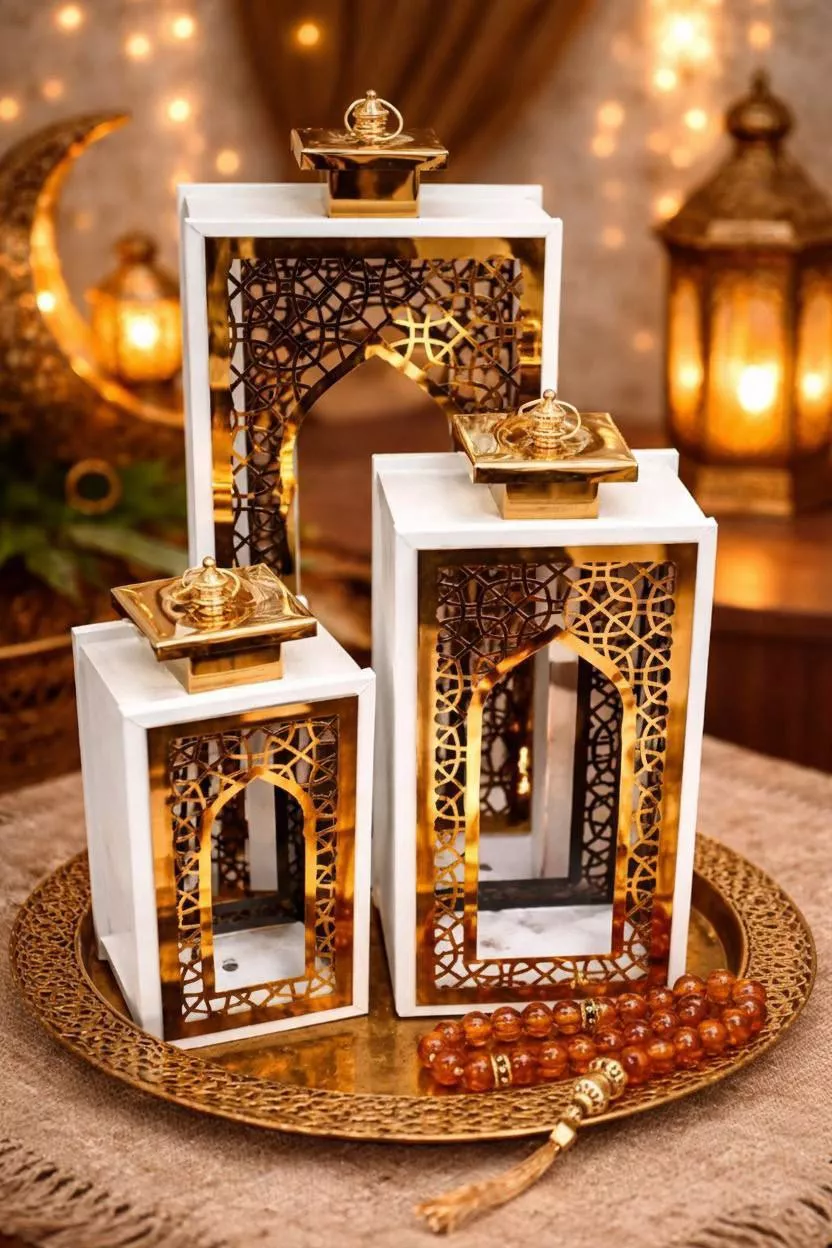 islamic decorative lantern set – 3 pcs