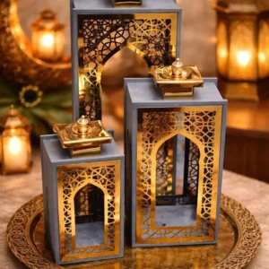 islamic decorative lantern set – 3 pcs
