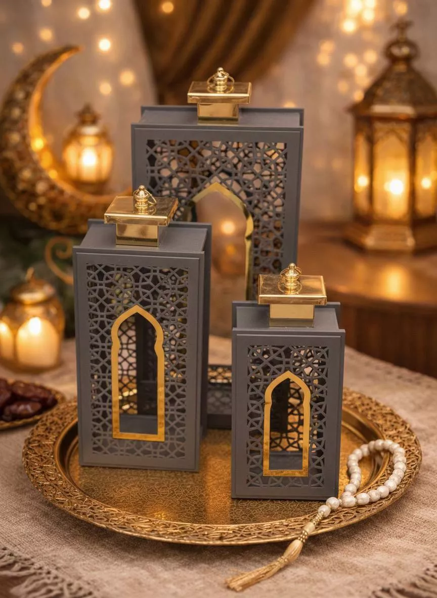 islamic decorative lantern set – 3 pcs