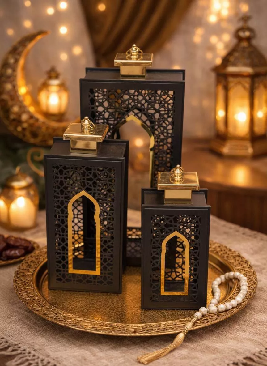 islamic decorative lantern set – 3 pcs