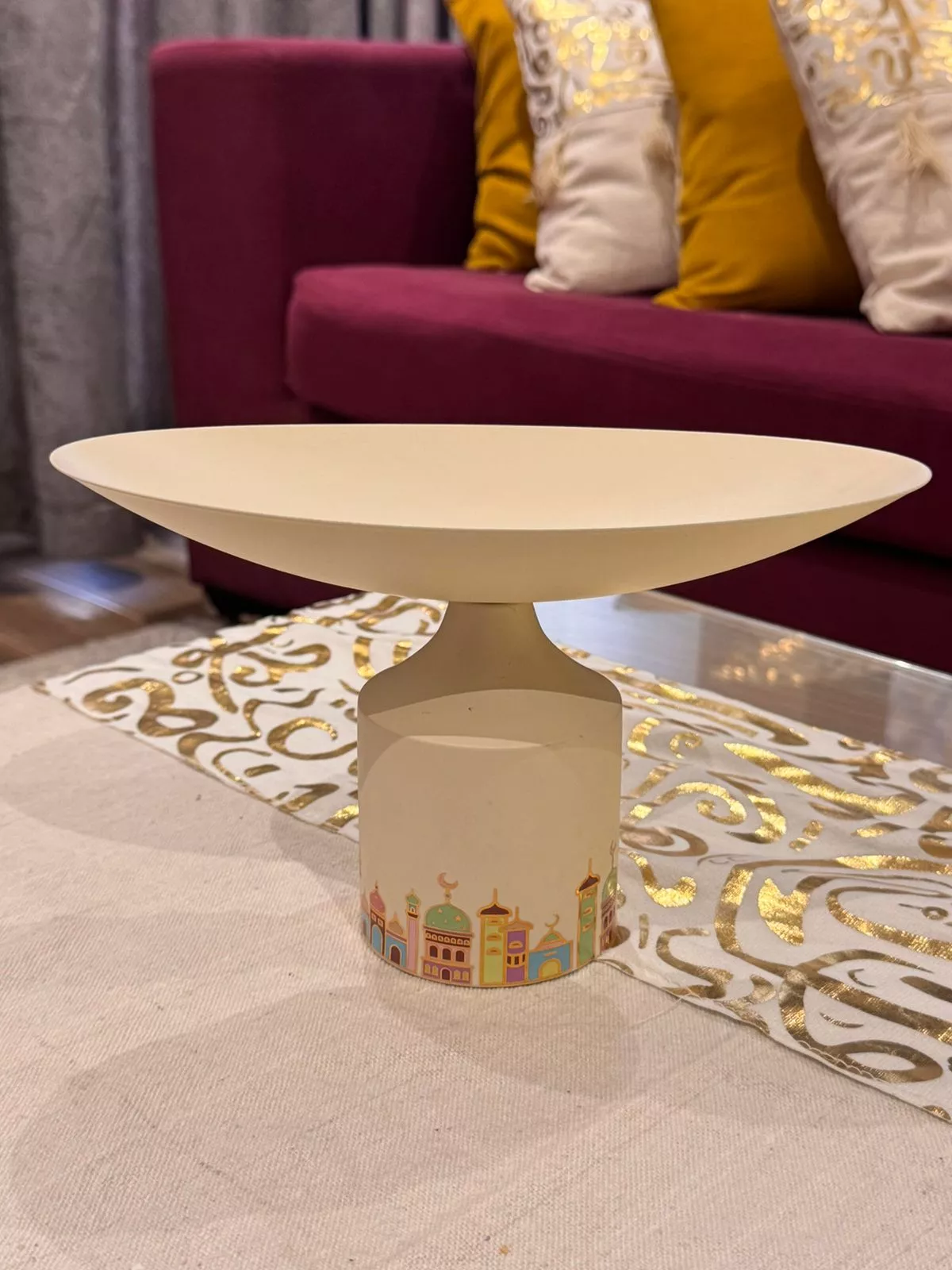 luxury metal ramadan serving bowl kahk & sweets holder islamic design