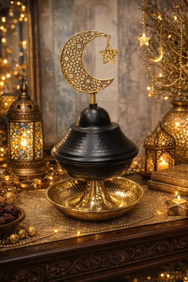 luxury ramadan dates serving bowl with crescent star black gold islamic serving dish with bottom tray 01 luxury ramadan dates serving bowl with crescent star black gold islamic serving dish with bottom tray 01