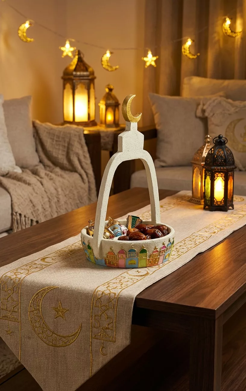 ramadan crescent basket – decorative date & sweets holder