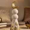 ramadan decorative centerpiece – golden crescent moon & islamic architecture ornament