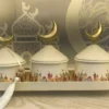 ramadan metal spice jar set 3 pcs crescent top mosque motif