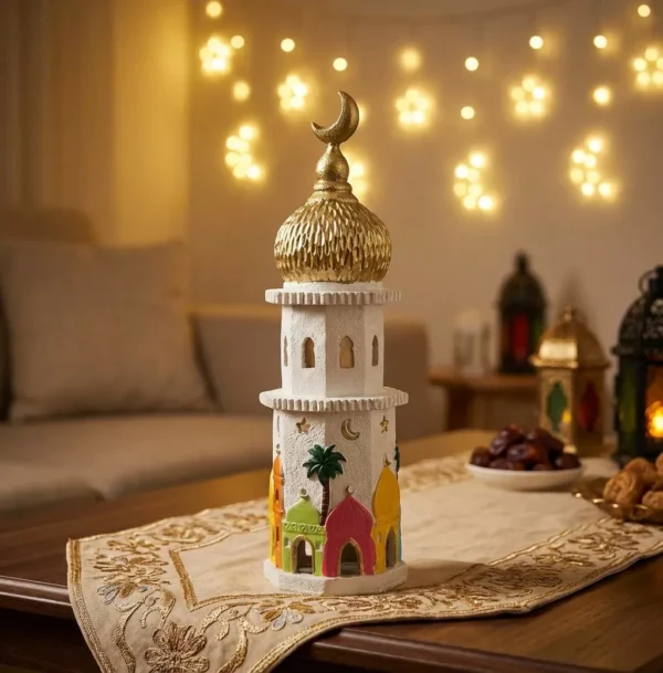 ramadan mosque centerpiece – golden dome & crescent decor with colorful arches ramadan mosque centerpiece – golden dome & crescent decor with colorful arches